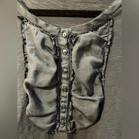 JCREW Medium long sleeve navy top with ruffle embellishment. Preowned - Picture 3 of 6